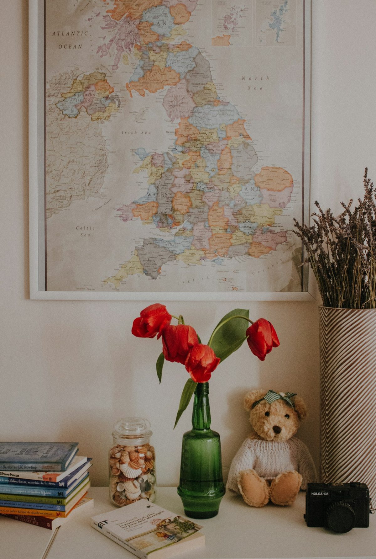 Tulipas com ursinho de pelúcia
