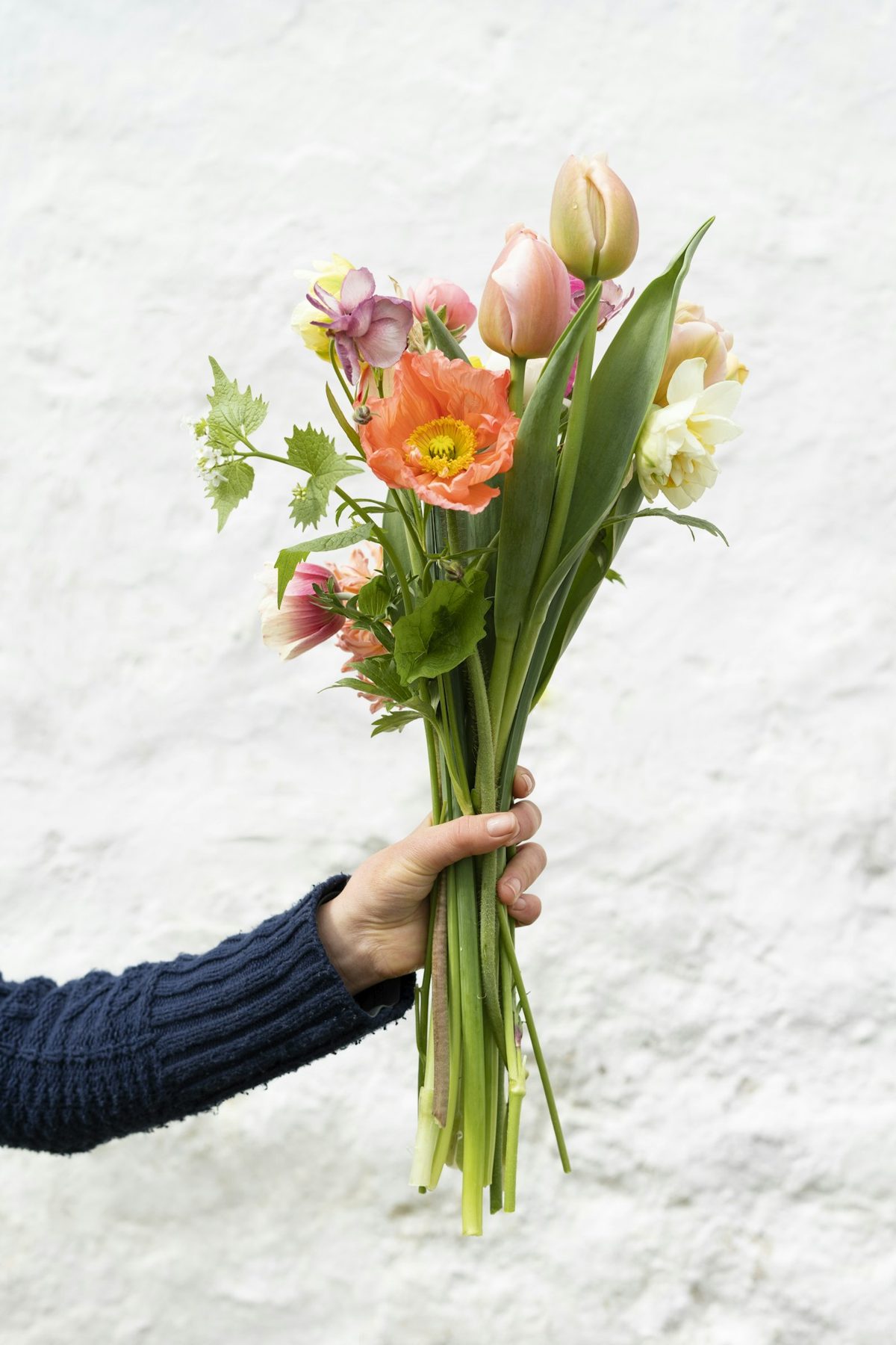 Buquê de tulipas e flores da estação